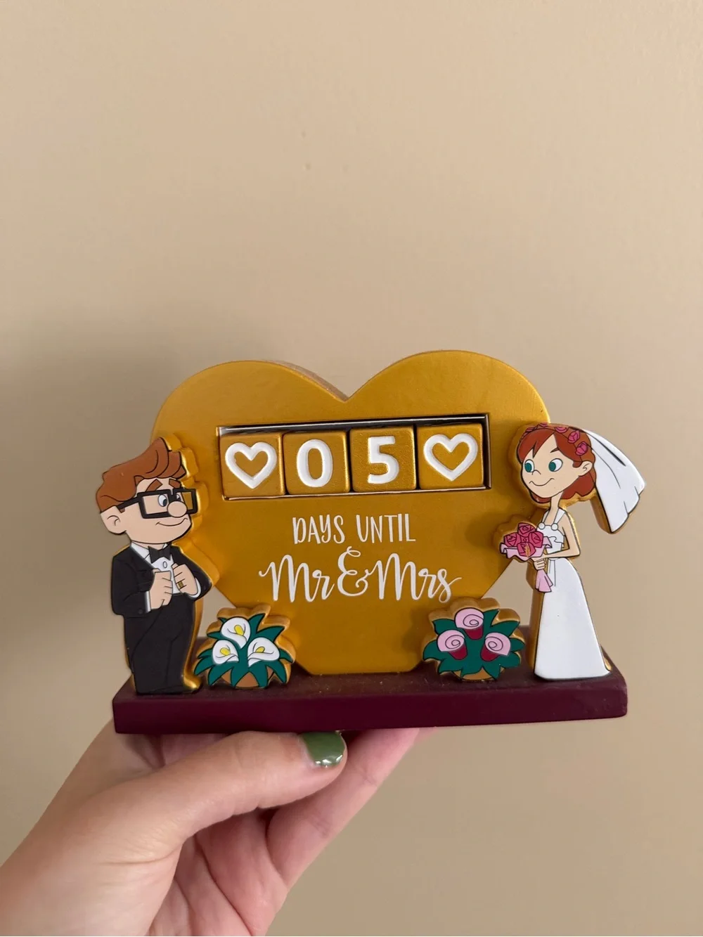 “UP” Mr & Mrs Wedding Countdown Plaque